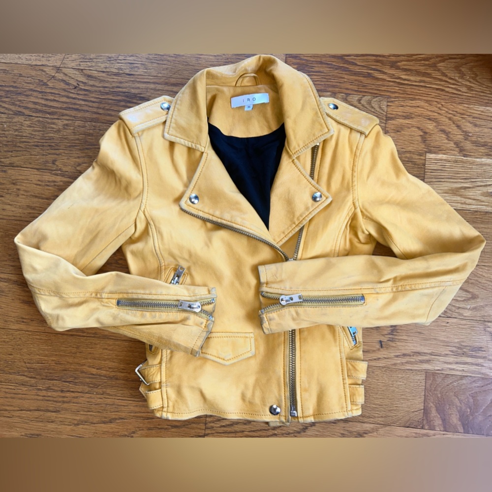IRO Ashville distressed leather motorcycle jacket 36